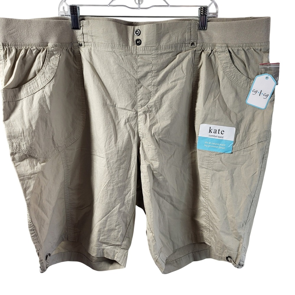 cg-l-cg Kate Comfort‎ Waist Khaki Bermuda Shorts Plus Size 3X Grommet CW3349 NEW